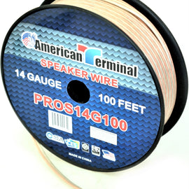 American Terminal PROS14100 14 Gauge Speaker Wire 100' 14 Gauge PRO PA DJ Car Home Marine Audio Speaker Wire Cable Spool