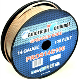 American Terminal PROS14100 14 Gauge Speaker Wire 100' 14 Gauge PRO PA DJ Car Home Marine Audio Speaker Wire Cable Spool