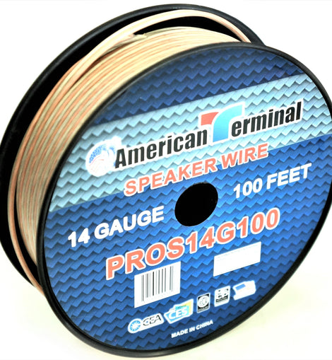 American Terminal PROS14100 14 Gauge Speaker Wire 100' 14 Gauge PRO PA DJ Car Home Marine Audio Speaker Wire Cable Spool