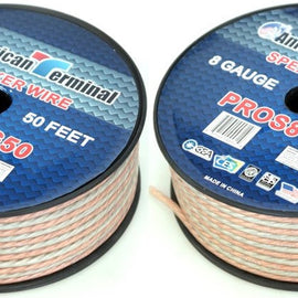 2 American Terminal PROS8G50 50' 8 Gauge PRO PA DJ Car Home Marine Audio Speaker Wire Cable Spool