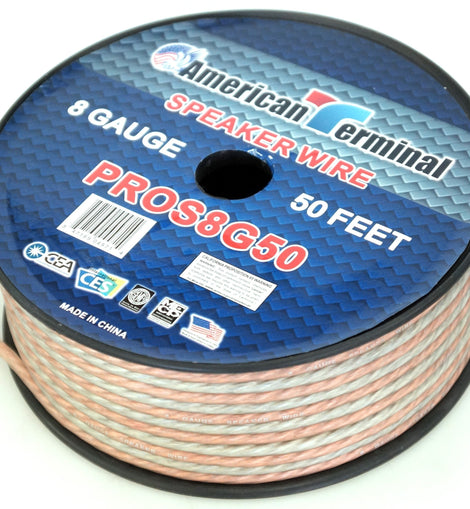 American Terminal PROS8G50 50' 8 Gauge PRO PA DJ Car Home Marine Audio Speaker Wire Cable Spool
