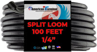 American Terminal ASLT14 100 FT 1/4" INCH Split Loom Tubing Wire Conduit Hose Cover Auto Home Marine Blk