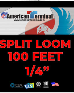 American Terminal Split Wire Loom Conduit Polyethylene Black Tubing 100 Ft 1/4"
