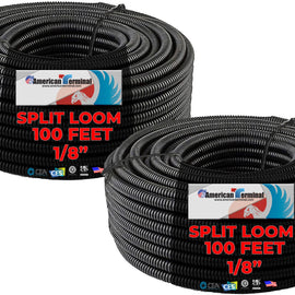 American Terminal ATSLT18 200 Feet 1/8" split loom wire tubing hose cover auto home marine