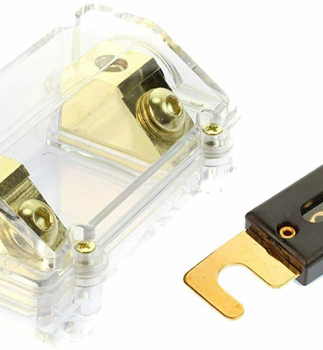 Absolute USA ANH-0 Gold Inline ANL Fuse Holder Fits 0, 2, 4 Gauge with 140AMP Fuse