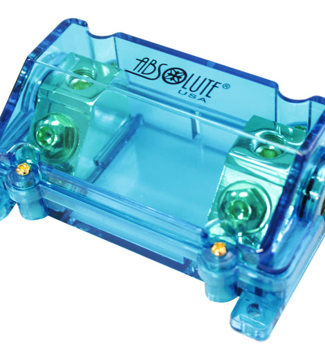 Absolute ANH0B Gold Fuse Holder w/ Blue Cover, 1/0 AWG Input and 1/0 AWG Output