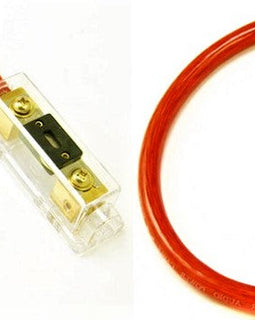 2 200 AMP ANL Gold Terminal Fuse Holder Battery Installation Kit 0 Gauge 1 Foot Red