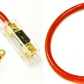 2 200 AMP ANL Gold Terminal Fuse Holder Battery Installation Kit 0 Gauge 1 Foot Red