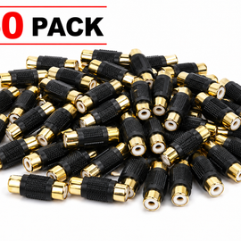 Absolute FF-100B-50 Gold RCA Female-to-Female Coupler Adapter 50 Pack