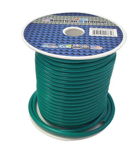American Terminal ATPW10-100GR 10GA 100' Green Primary Remote Power Ground Wire