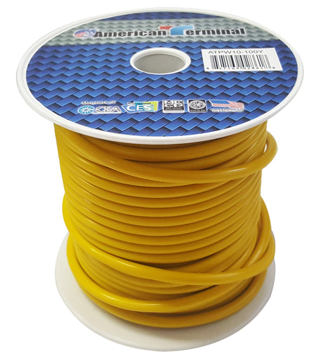 American Terminal ATPW10-100Y 10GA 100' Yellow Primary Remote Power Ground Wire