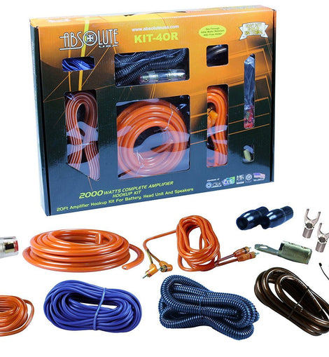 Absolute USA KIT-4OR 2000 Watts Complete Amplifier Hookup Kit (Orange Color)