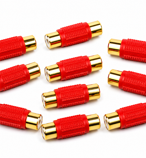 Absolute FF-100R-10 Gold Red RCA Female-to-Female Coupler Adapter 10 Pack