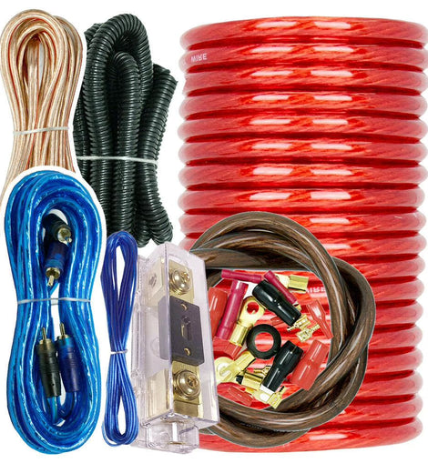 American Terminal 3500W 4 Gauge Complete Car Audio Amplifier Wiring Installation Kit with ANL Fus Blue