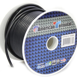 American Terminal ATPW12-100BK<br/> 12 Gauge 100 Feet Wire Black Power Ground Primary Stranded Copper Clad