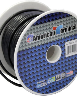 American Terminal ATPW14-100BK<br/> 14 Gauge 100 Feet Wire Black Power Ground Primary Stranded Copper Clad