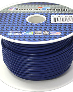 American Terminal ATPW14-100BL<br/> 14 Gauge 100 Feet Wire Blue Power Ground Primary Stranded Copper Clad