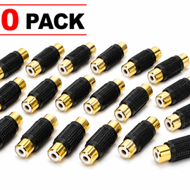 Absolute FF-100B-20 Gold RCA Female-to-Female Coupler Adapter 20 Pack