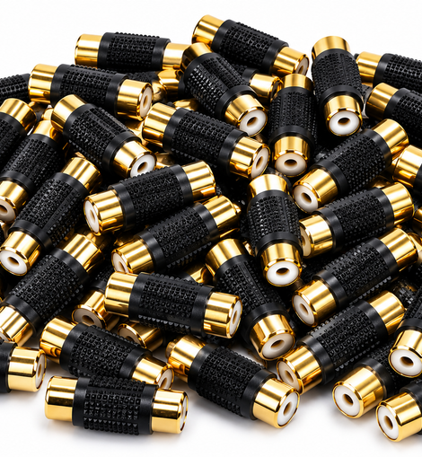Absolute FF-100B-50 Gold RCA Female-to-Female Coupler Adapter 50 Pack