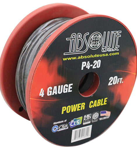 20' FT 4 GAUGE GA AWG BLACK WIRE CABLE POWER GROUND PRIMARY AMP AUDIO