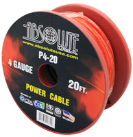 Absolute P4-20OR 20' 4-Gauge Orange Copper Mix Power Ground Wire Cable