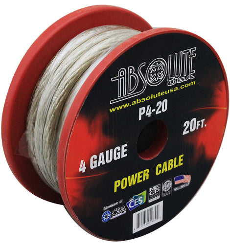 Absolute P4-20SL 20' 4-Gauge Silver Copper Mix Power Ground Wire Cable