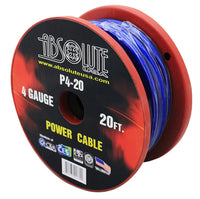Absolute P420BL 20' 4-Gauge Blue Power Ground Wire Cable