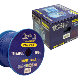 Absolute USA P16-500BL 16 Gauge 500FT Primary Power & Remote Wire – Blue