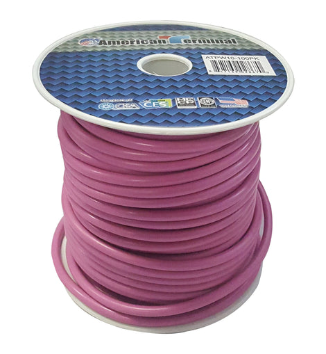 American Terminal ATPW10-100PK 10GA 100' Pink Primary Remote Power Ground Wire