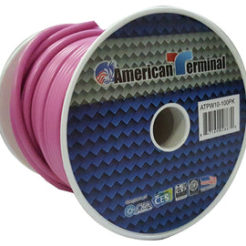 American Terminal ATPW10-100PK 10GA 100' Pink Primary Remote Power Ground Wire