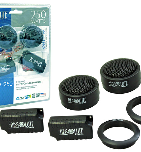 Absolute TW250 Pro Series 1-Inch 250 Watts Ferrite Silk Dome Component Tweeters