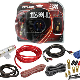 Absolute KIT4AGU PRO Marine Car RV Complete Amplifier Installation Amp Kit