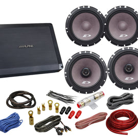 Alpine SXE-1751S 6.5" Component, SXE-1726S 6.5" Speaker, BBX-F1200 280W 4Ch Amp, Wiring Kit