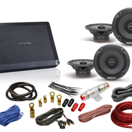 Alpine Bundle 1-Pair SPE-6000 6.5" Coax speakers, 1-Pair SPE-5000 5.25" Coax, BBX-F1200 280W 4-Ch Amp and Wiring