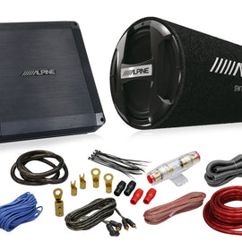 Alpine BBX-T600 Amplifier SWT-12S4 12" Bass Tube AKIT4 4 Gauge AMP Kit