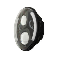 Saddle Tramp BC-703B Round Motorcycle Headlights with Black Face and Partial Halo - 7 Inch