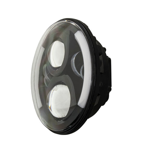 Saddle Tramp BC-703B Round Motorcycle Headlights with Black Face and Partial Halo - 7 Inch