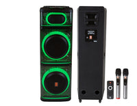 MR DJ BEVERLY HILLS 55000W Dual 12” Bluetooth Rechargeable Party Speaker Ring Partylights 2 Wireless Mic TWS Portable DJ PA System