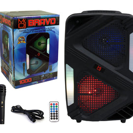 Mr. Dj BRAVO Dual 6.5" Portable Bluetooth Speaker<br/> Dual 6.5" Portable PA DJ Active Powered Bluetooth TWS Speaker 1000 Watts LCD/MP3/USB/micro SD