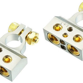 2 Absolute BTC300PN 0/2/4/6/8 AWG Single Positive & Negative Power Battery Terminal Connectors Chrome