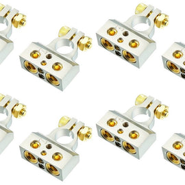 4 MK Audio MBTC300PN 0/2/4/6/8 AWG Single Positive & Negative Power Battery Terminal Connectors Chrome