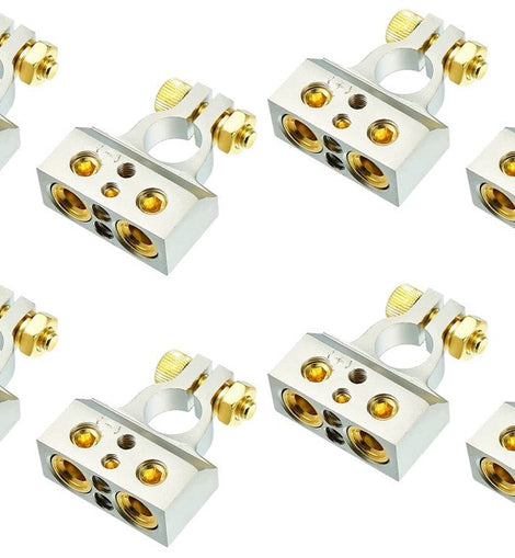 4 DC Sound DBTC300PN 0/2/4/6/8 AWG Single Positive & Negative Power Battery Terminal Connectors Chrome