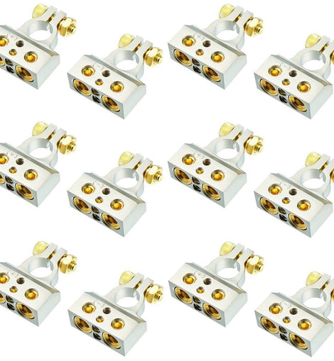 6 MK Audio MBTC300PN 0/2/4/6/8 AWG Single Positive & Negative Power Battery Terminal Connectors Chrome