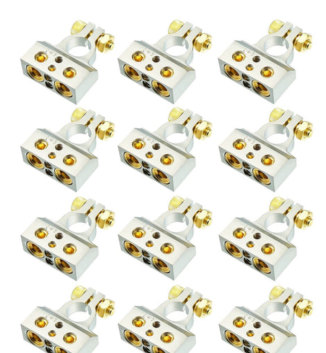 12 Absolute BTC300P 0/2/4/6/8 AWG Single Positive Power Battery Terminal Connectors Chrome