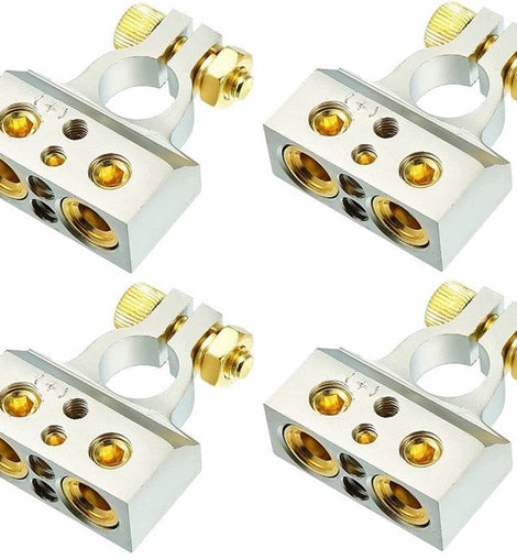 4 American Terminal ABTC300P 0/2/4/6/8 AWG Single Positive Power Battery Terminal Connectors Chrome