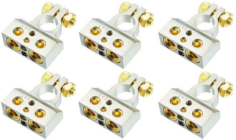 6 DC Sound DBTC300P 0/2/4/6/8 AWG Single Positive Power Battery Terminal Connectors Chrome