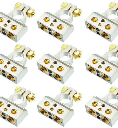 12 MK Audio MBTC300P 0/2/4/6/8 AWG Single Positive Power Battery Terminal Connectors Chrome