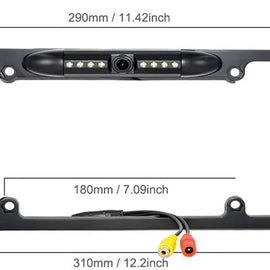 Absolute CAM2100S Chrome Front or Rear Car Rear View Backup Camera License Plate Backup Camera with Wide View Angle 8 LED Night Vision Waterproof Front & Back up Camera, Guide Line On/Off