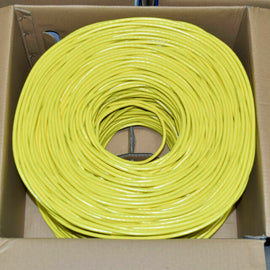 American Terminal 1000' Cat6 Ethernet Yellow Bulk Network Cable UL Bare Solid Copper Wire UTP