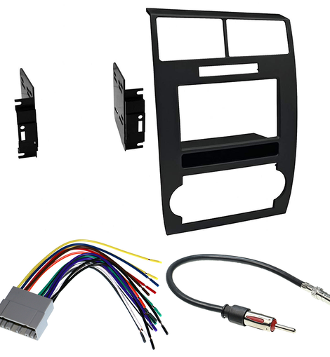 Double Din In Dash Mounting Kit fits 2005-2007 Dodge Magnum (Black) harness Package